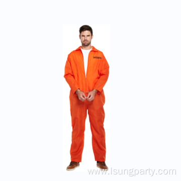 Adult Mens Orange Convict Suit Prisoner Overalls